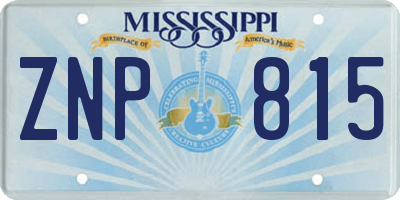 MS license plate ZNP815