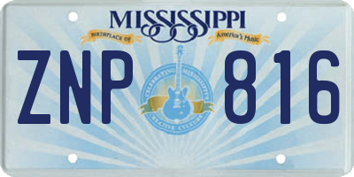 MS license plate ZNP816