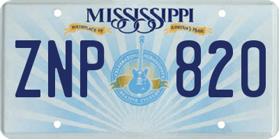 MS license plate ZNP820