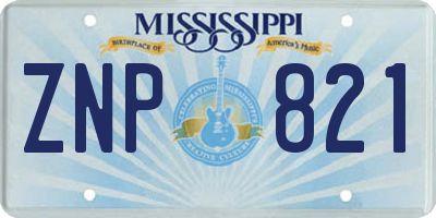 MS license plate ZNP821