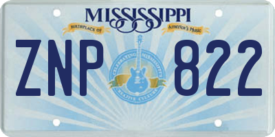 MS license plate ZNP822