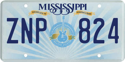 MS license plate ZNP824