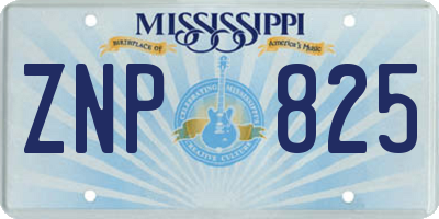 MS license plate ZNP825