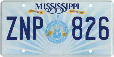 MS license plate ZNP826