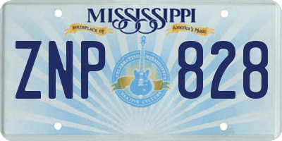 MS license plate ZNP828