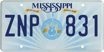 MS license plate ZNP831
