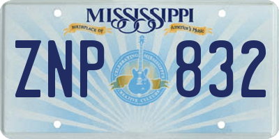 MS license plate ZNP832
