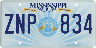MS license plate ZNP834