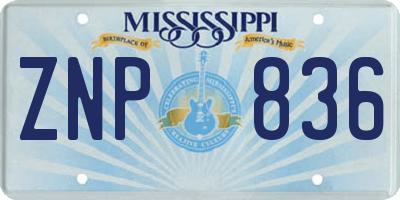 MS license plate ZNP836