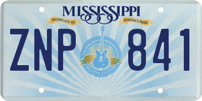 MS license plate ZNP841