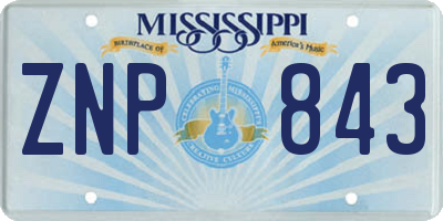 MS license plate ZNP843