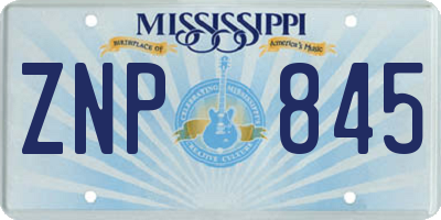 MS license plate ZNP845