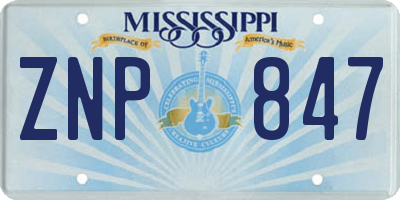 MS license plate ZNP847