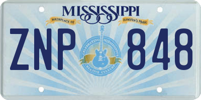 MS license plate ZNP848