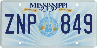 MS license plate ZNP849