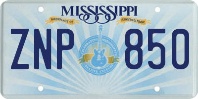 MS license plate ZNP850