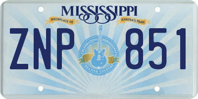 MS license plate ZNP851