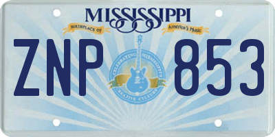 MS license plate ZNP853
