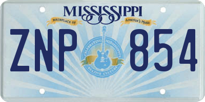 MS license plate ZNP854