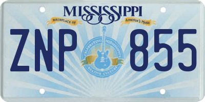 MS license plate ZNP855