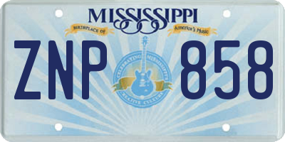 MS license plate ZNP858