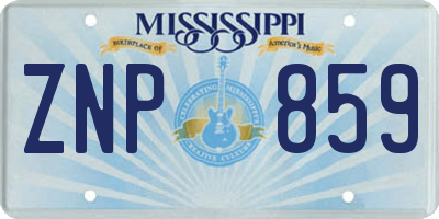 MS license plate ZNP859