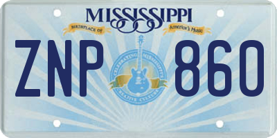 MS license plate ZNP860