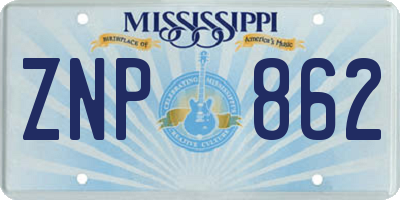MS license plate ZNP862