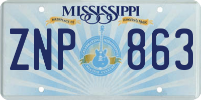 MS license plate ZNP863