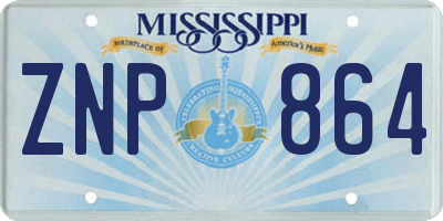 MS license plate ZNP864