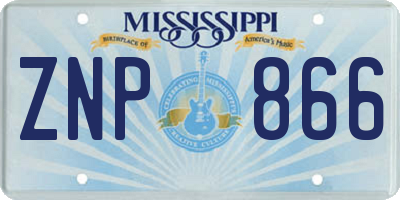 MS license plate ZNP866