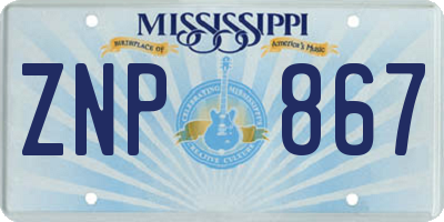 MS license plate ZNP867