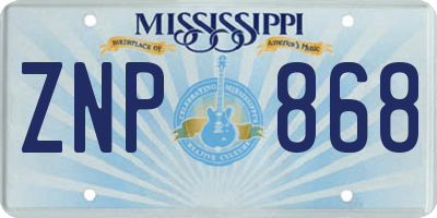 MS license plate ZNP868