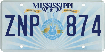 MS license plate ZNP874