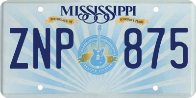 MS license plate ZNP875