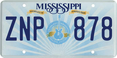 MS license plate ZNP878