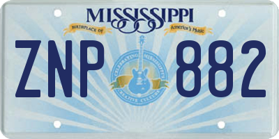 MS license plate ZNP882