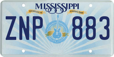MS license plate ZNP883