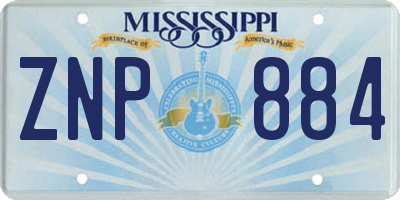 MS license plate ZNP884