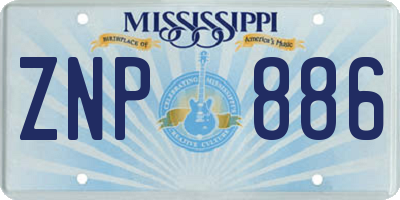 MS license plate ZNP886