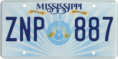 MS license plate ZNP887