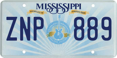 MS license plate ZNP889