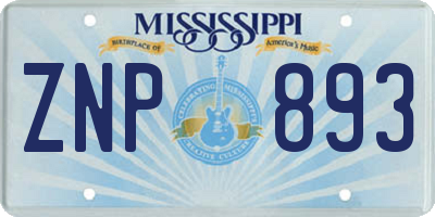 MS license plate ZNP893