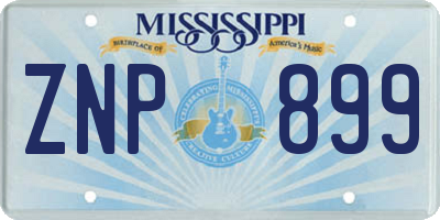 MS license plate ZNP899