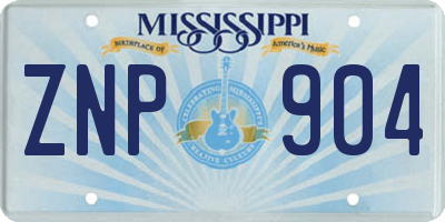 MS license plate ZNP904
