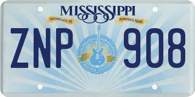 MS license plate ZNP908