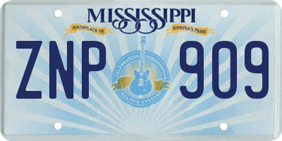 MS license plate ZNP909