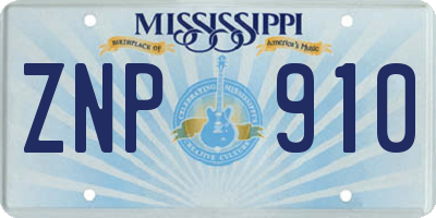 MS license plate ZNP910