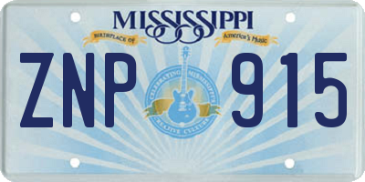 MS license plate ZNP915