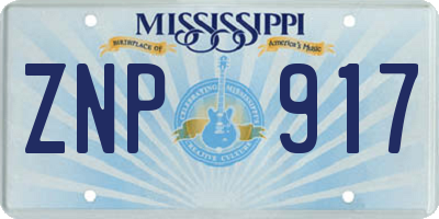 MS license plate ZNP917